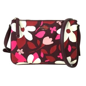 Kate Spade Jackson Forest Floral Tripe Gusset Crossbody Bag